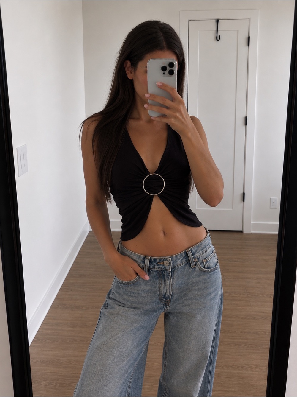 I.AM.GIA Black O-Ring Cutout Tank Top